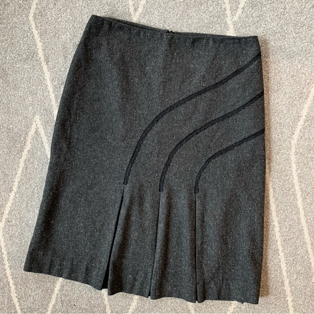 Bellisimo Gray Tweed Wool Flare Pleated Skirt